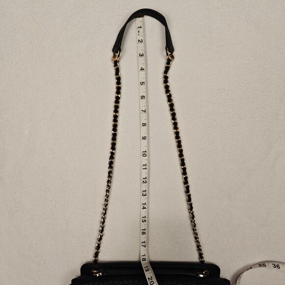 Tory Burch Bryant Quilted Signature Logo Chain Strap Black Gold Shoulder Bag - Picture 15 of 16